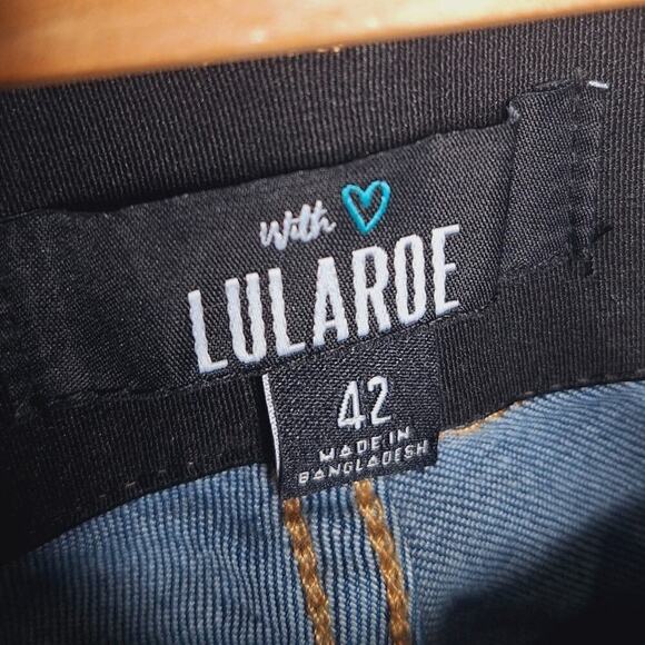 Lularoe High Rise Slim Straight Jean 42 (22-23W) Magic Waist Medium Wash Stretch - Picture 5 of 9